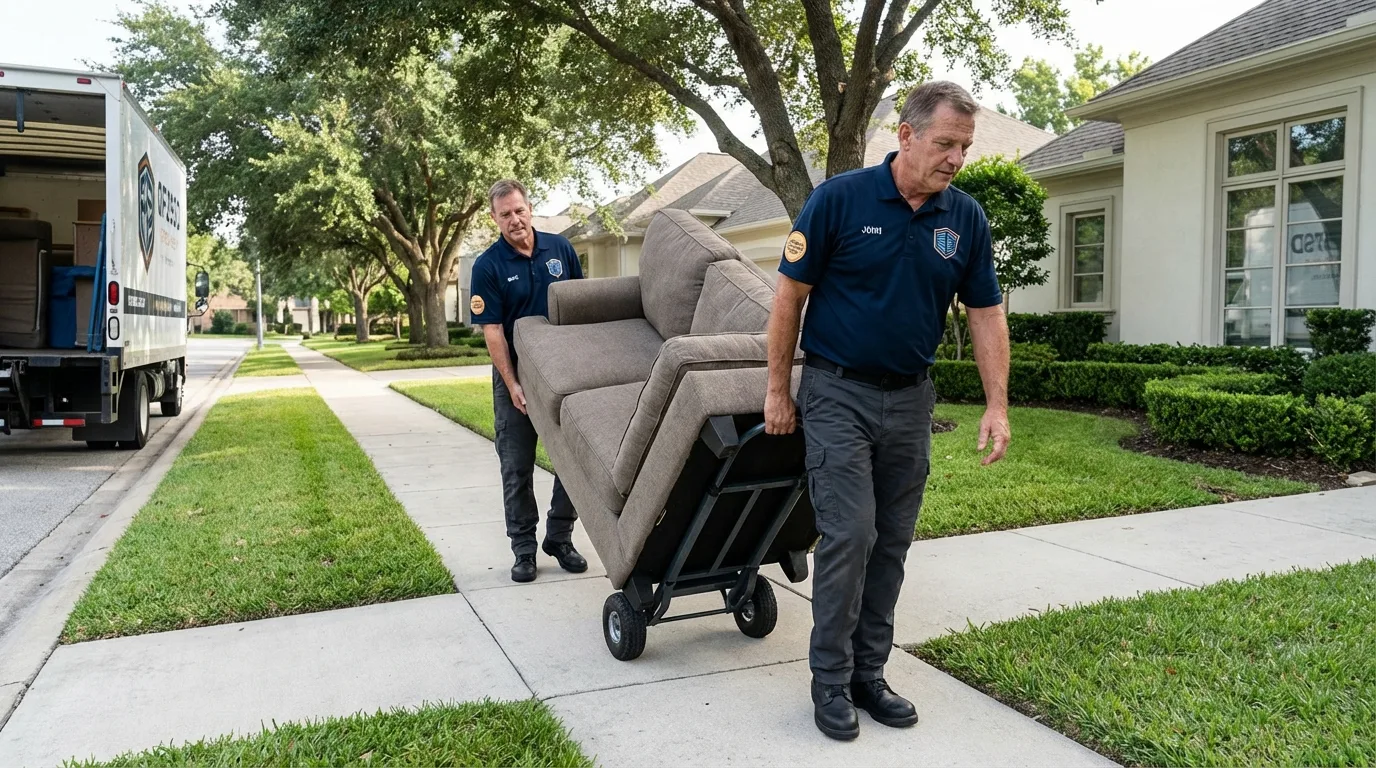 Local residential moving crew loading furniture in Richmond, IL