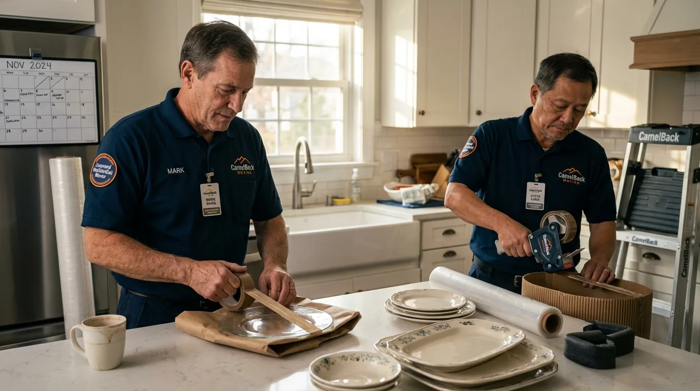 Professional crew packing kitchen dishware in Richmond, IL